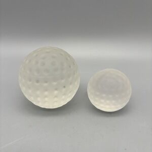 2pk Golf Ball Frosted Glass Paperweight Man Cave/Work Desk Two Sizes